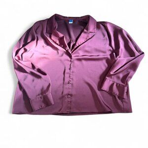 Old Navy Satin Button-Up (XL) – Burgundy